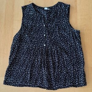 Gap Floral Sleeveless Black Top